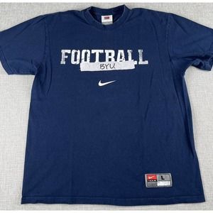 Nike Team BYU Football T-shirt Blue White Swoosh Short Sleeve